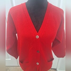 Parker of Vienna 100% Lambswool Red Cardigan